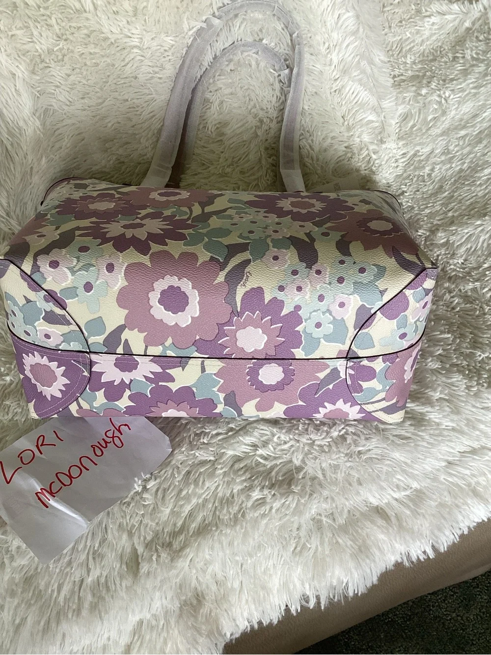 Coach Floral City Tote in Lavender, Cream and Light Blue
